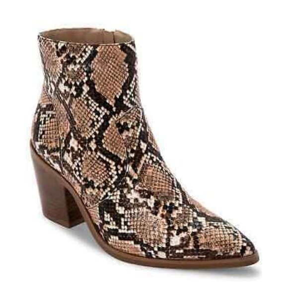 Aqua College Quiana Waterproof Booties Brown Snake Print Chelsea 7.5M - Picture 1 of 5